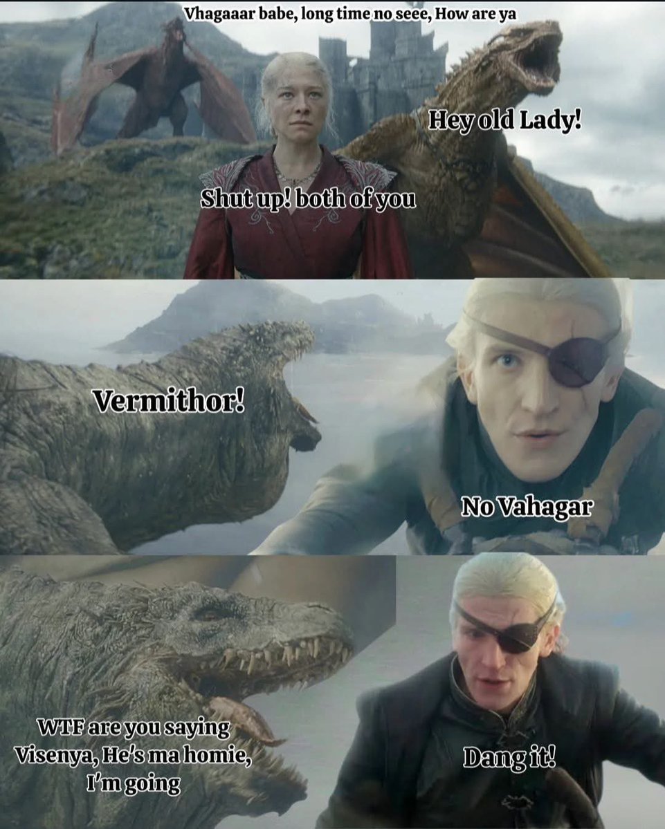 SiezerW's tweet photo. Among the best moments of the series, vaghar and Aemond are afraid 😅

Vermithor is vhagar son btw 🙂
#hotd https://t.co/xAumrRM5p7