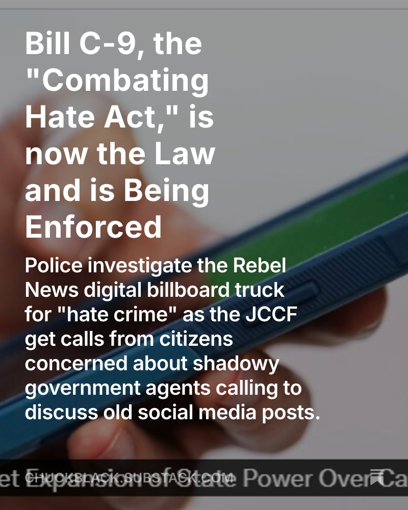 Space_Blog's tweet photo. Bill C-9, the "Combating Hate Act," is now the Law and is Being Enforced. 

https://t.co/pB6ipIX1Wk 

@RealAndyLeeShow
@CanadaPoli2
@CDN_Dimension
@Martyupnorth
@ClydeDoSomethin
@DruthersNews
@junonewscom
@mgeist
@NorthrnPrspectv
@RebelNews_CA
@RebelNews_USA
@RebelNews_AU
@RebelNews_UK
@SNewmanPodcast
@thevivafrei
@westernstandard
@ezralevant
@AndrewLawton
@mark_slapinski
@LichTamara
@Harry__Faulkner