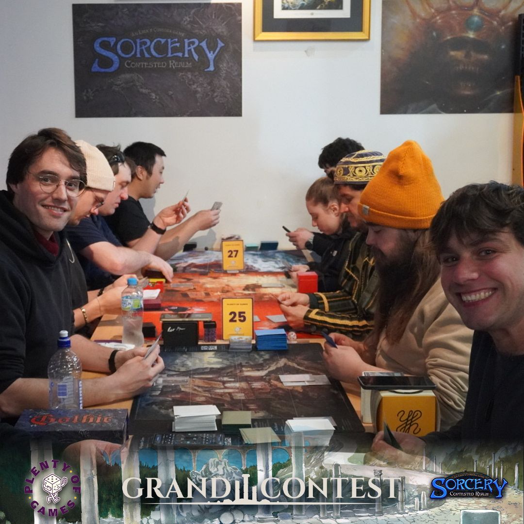 SorceryTCG's tweet photo. Over 66 players are battling it out this weekend at the Melbourne Grand Contest hosted by Plenty of Games in Melbourne, Australia!  
A huge thank you to everyone who made the journey, and to the organizers, judges, volunteers, artists, and spectators helping bring another incredible Sorcery weekend to life. 

Congratulations to Bebbs, for winning an uncut Sorcery sheet! We're especially glad to see it go to someone who's traveled so far and continues to be such a positive presence in the Sorcery community. 

Good luck to everyone who made the top cut, we can't wait to see who will claim the title of Melbourne Grand Contest Champion! 

#sorcerytcg #grandcontest #contestedrealm