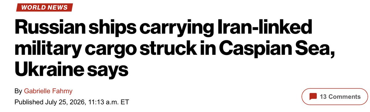 amconmag's tweet photo. The wars in Ukraine and Iran are connected.

Iranian officials have already threatened Ukraine over its drone-technology support for Israel.

Now, Ukraine strikes Russian ships carrying military cargo to Iran.

Could America's foreign entanglements lead to World War III? https://t.co/ROW9BmSwSY