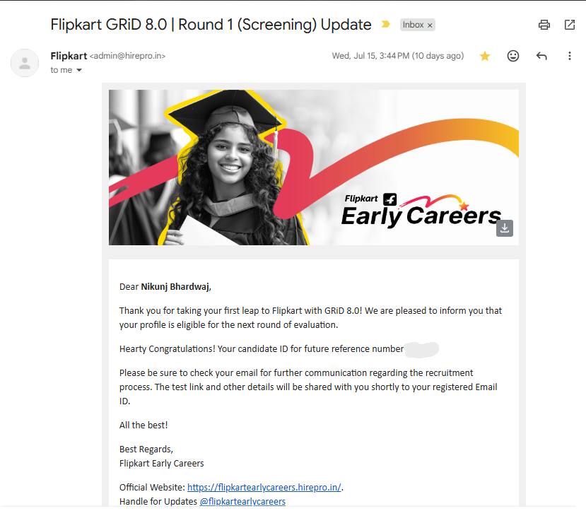 knee_kunzz's tweet photo. Hi @X Family

@Flipkart GRiD 8.0 update: cleared R1 ✅, R2 didn't go my way 💀
1 Q solved clean, rest got wrecked by compilation errors + bad time management
Lesson learnt, prep mode: ON for next time 🔥 

#GRiD8 #flipkart https://t.co/NrHszRg1im