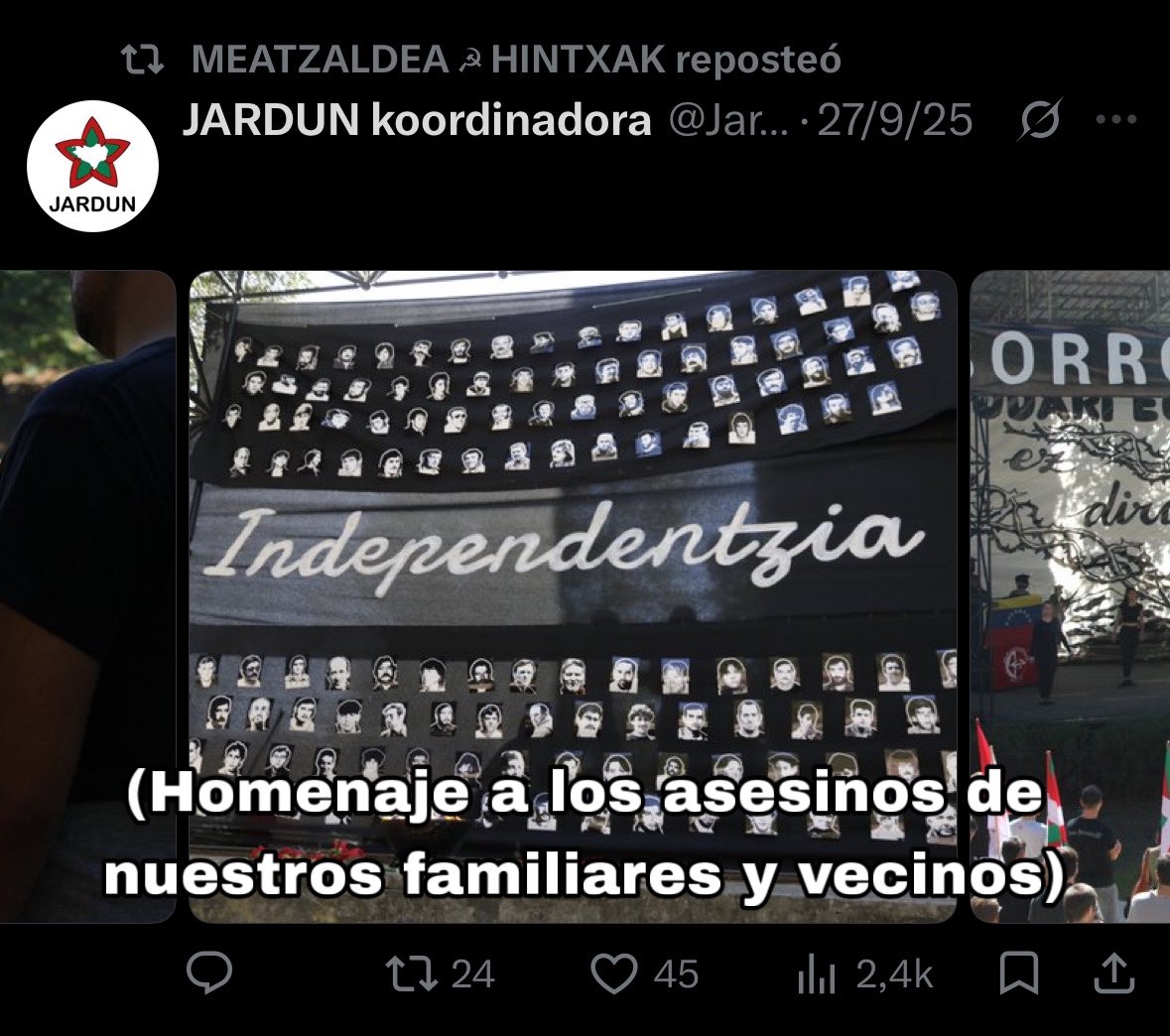 TxintxoIbiltzen's tweet photo. 🧵La mafia y la identidad de los matones. 

Quienes lincharon a un menor en Bilbao cuentan con una red de matones que les ayudan en señalamientos, información, apoyo económico y homenajes a ETA.

¿Quiénes están detrás de la violencia en el País Vasco? Son @JardunK y @MHintxak https://t.co/qqrjMBUPwZ