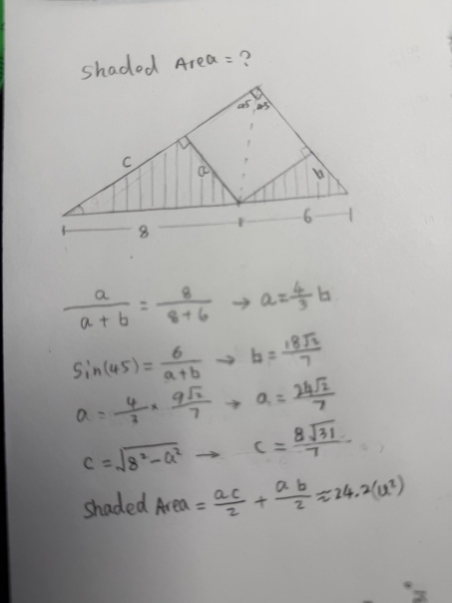 My1100101's tweet photo. @mnd233445 Blue area is 24.2 u² https://t.co/UB5c8jB9Ua