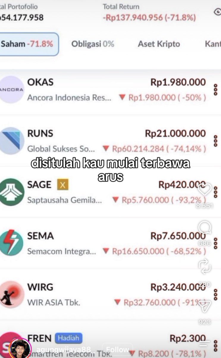 LambeSahamjja's tweet photo. defenisi cape cari duit di dunia nyata
habis di saham gorengan https://t.co/Pr4eCRIYkF