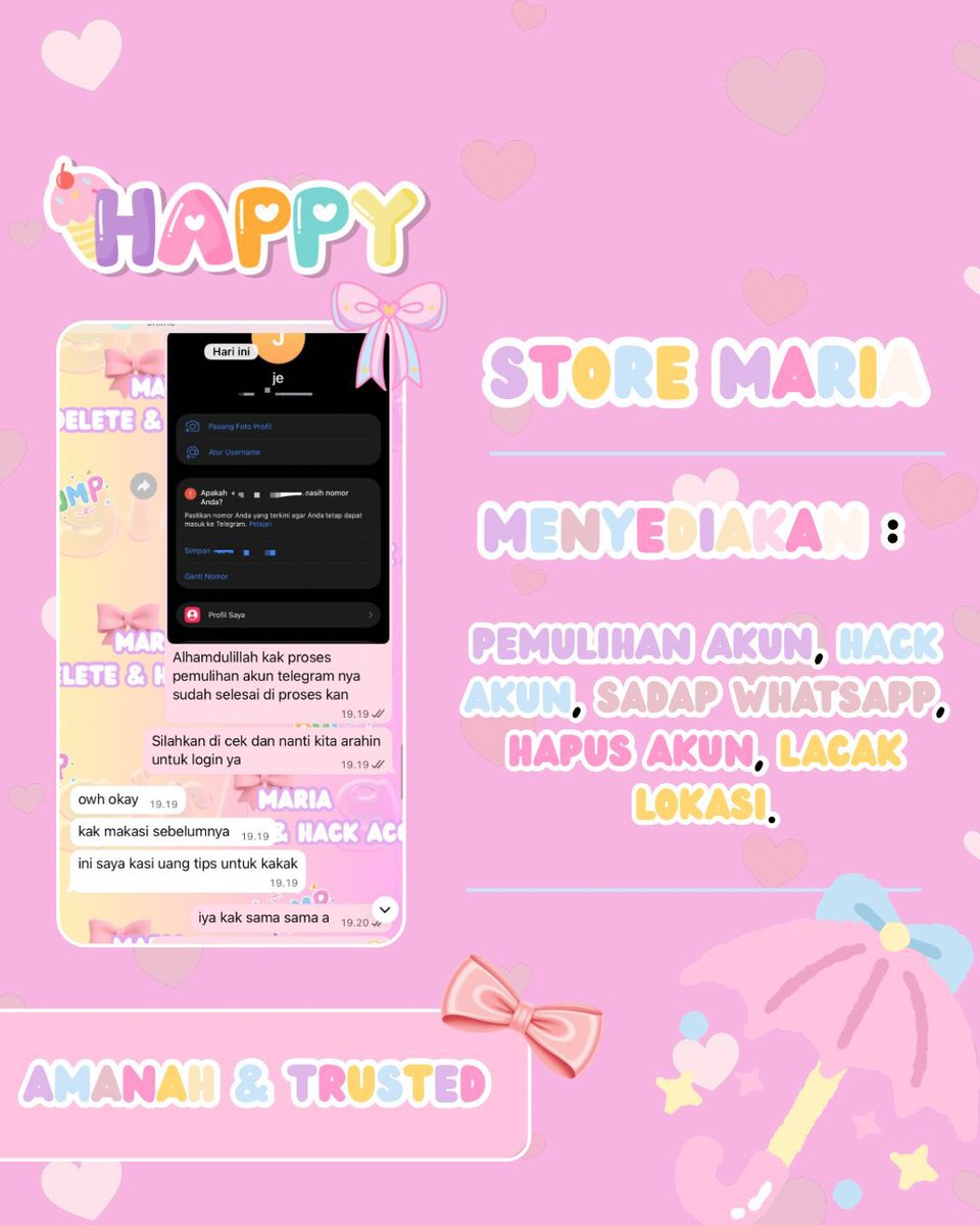Leslei143's tweet photo. OPEN JASA PEMULIHAN AKUN &amp; SADAP , JIKA ADA KENDALA DENGAN AKUN ANDA BISA HUBUNGI MIMIN SAJA YA.

•💓•JASA PEMULIHAN AKUN
•💓•JASA HAPUS AKUN 
•💓•JASA LACAK LOKASI
•💓•JASA SADAP &amp; HACK
•💓•(EMAIL,IG,WA,TWITTER/X,FB,TIKTOK,DLL)

WA DIBIO
#zonauang #zonajajan #zoomjakol https://t.co/C8H7nSlzxl