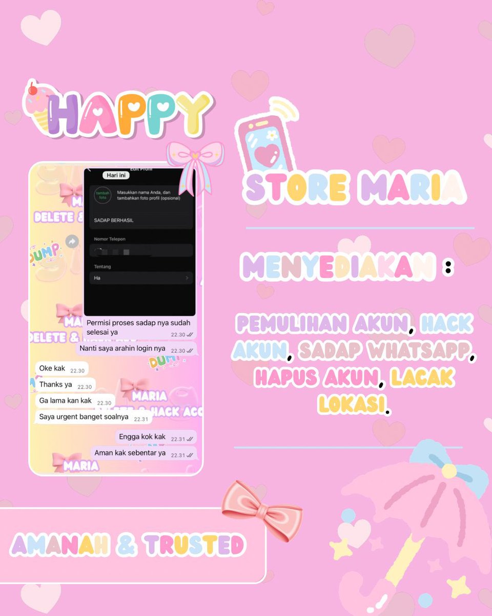 Leslei143's tweet photo. OPEN JASA PEMULIHAN AKUN &amp; SADAP , JIKA ADA KENDALA DENGAN AKUN ANDA BISA HUBUNGI MIMIN SAJA YA.

•💓•JASA PEMULIHAN AKUN
•💓•JASA HAPUS AKUN 
•💓•JASA LACAK LOKASI
•💓•JASA SADAP &amp; HACK
•💓•(EMAIL,IG,WA,TWITTER/X,FB,TIKTOK,DLL)

WA DIBIO
#zonauang #zonajajan #zoomjakol https://t.co/C8H7nSlzxl