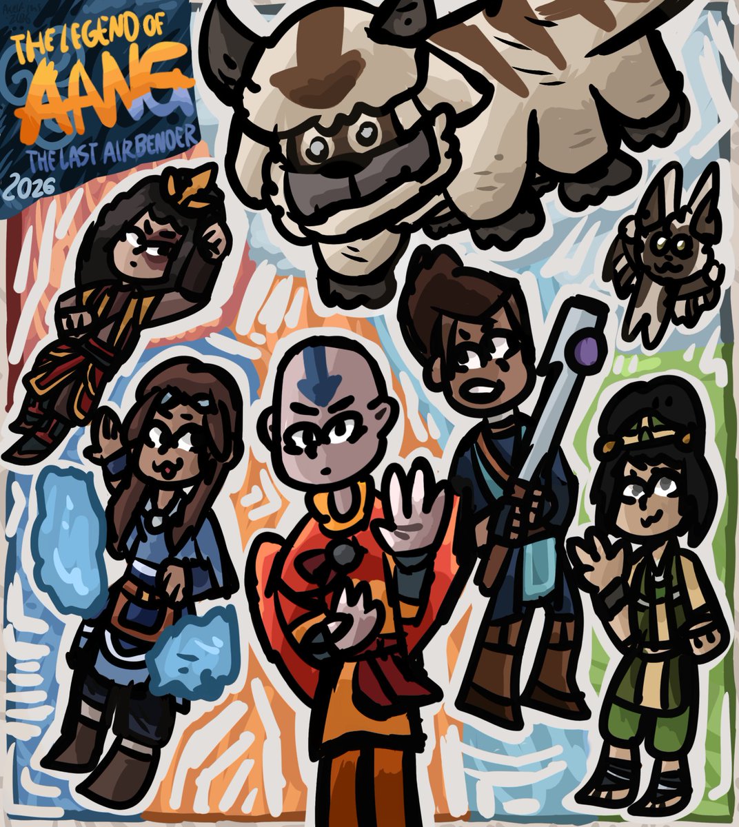 axelfilms22's tweet photo. My fanart of the legend of aang the last airbender
avatar changed my life that I was so hype for this film
thank you avatar studios
#thelegendofaang #avatarthelastairbender
#Atla #aang #appa #sokka #Katara #zuko #toph #avatar #princezuko #atlafanart #aangfanart 
 #avatarstudios https://t.co/E9jHUCJgCt