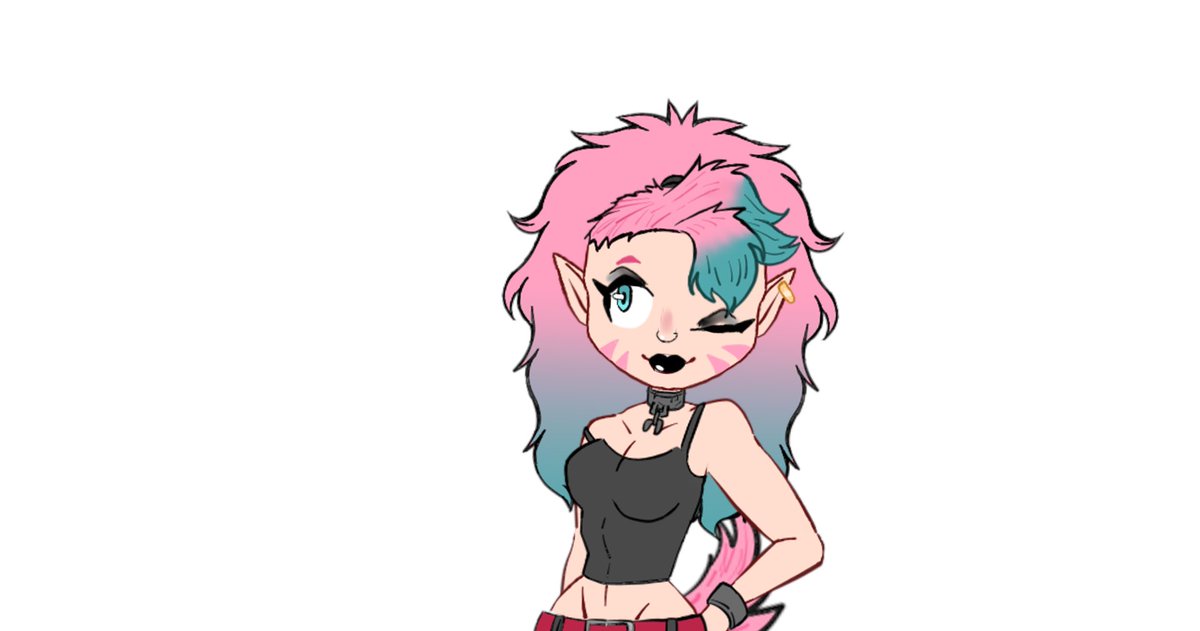 Lunatiger_'s tweet photo. So planning to make a new model for my vtuber, she's keeping her colors, just changing the clothes and some parts of her.

But this cartoon vtuber is still my favorite: https://t.co/64SYeBNOBI