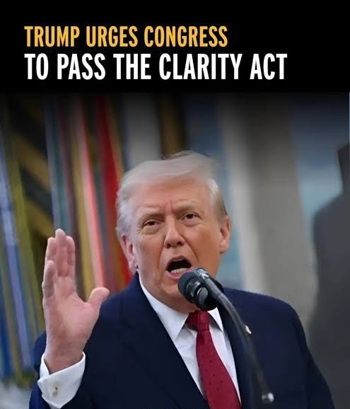 SmCrypto_bro's tweet photo. President Trump's growing involvement in the crypto industry is becoming one of the biggest sticking points in Washington's effort to pass the Clarity Act.

Lawmakers from both parties are increasingly debating whether a sitting president's personal crypto ventures could create conflicts of interest, with critics arguing it raises questions about impartial regulation. Supporters, however, maintain that the legislation should be judged on its own merits rather than on who has business interests in the sector.

As a result, political disagreements—not just the technical details of the bill—are now slowing momentum behind one of the most important pieces of proposed crypto legislation in the US.

The outcome could have a significant impact on how digital assets are regulated, how institutions participate in the market, and how quickly the US moves towards a clearer crypto framework.

🇺🇸 Crypto regulation is no longer just about policy—it's becoming a political battleground.