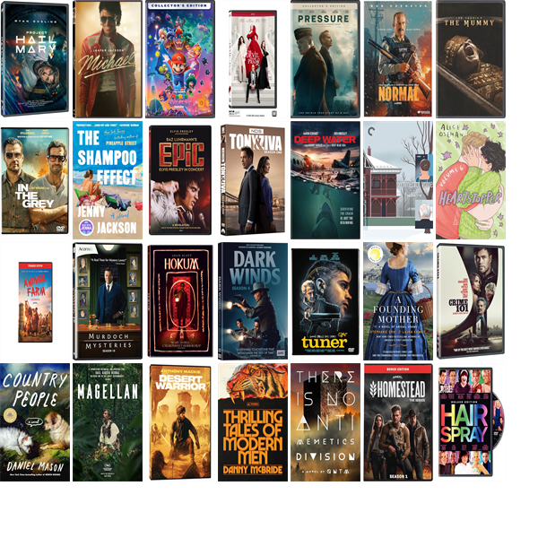 hendersonlibs's tweet photo. This week the Henderson Libraries have 308 new books and 66 new movies.  New items include Project Hail Mary, Michael, The Super Mario Galaxy Movie, The Devil Wears Prada 2, Pressure, Normal, Lee Cronin's The Mummy, In the Grey, and The Shampoo Effect. https://t.co/sVqzH2pJoc https://t.co/RJyklOWMl7