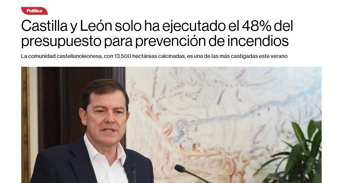 Roldier's tweet photo. En Castilla y León, quemándose entera desde 2022 (gobernada en coalición con VOX desde ese año)

En 2026 Ganó el PP y VOX corrió a repetir coalición (cero presiones)

Actualmente no hay ninguna presión sobre medidas forestales y aún menos sobre la ejecución de sus presupuestos. https://t.co/Ggi6NAO0jv