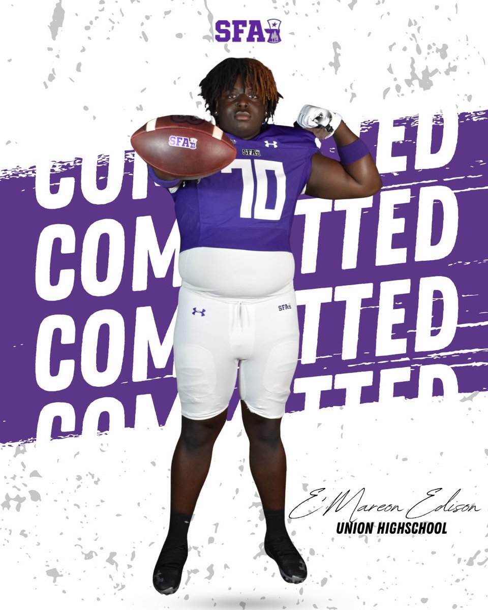 E_mareon's tweet photo. After a talk with my family I’m am extremely excited and blessed to announce my commitment to Stephen F. Austin @CoachAGraham @SFACoachGraf @UnionFootball @JGonzalesJr10 https://t.co/TKJVOlCznX