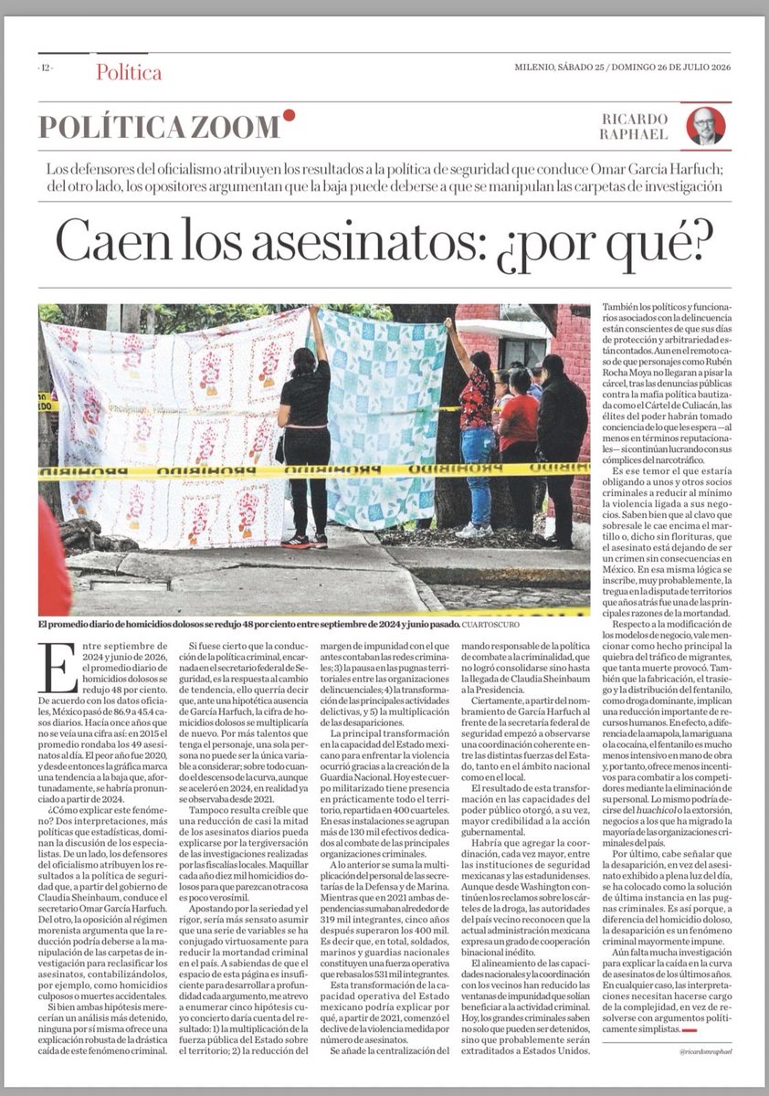 ricardomraphael's tweet photo. ¿Por qué desciende la curva de asesinatos en México? Hay que mirar un conjunto de variables y no solo una. https://t.co/Gk4dMoAwUT