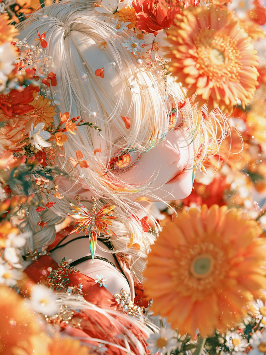 Pastel_Illust_'s tweet photo. Good morning 日曜日🧡✨

光のアート：ガーベラ　mid v8.2 https://t.co/7PBHqefjJF
