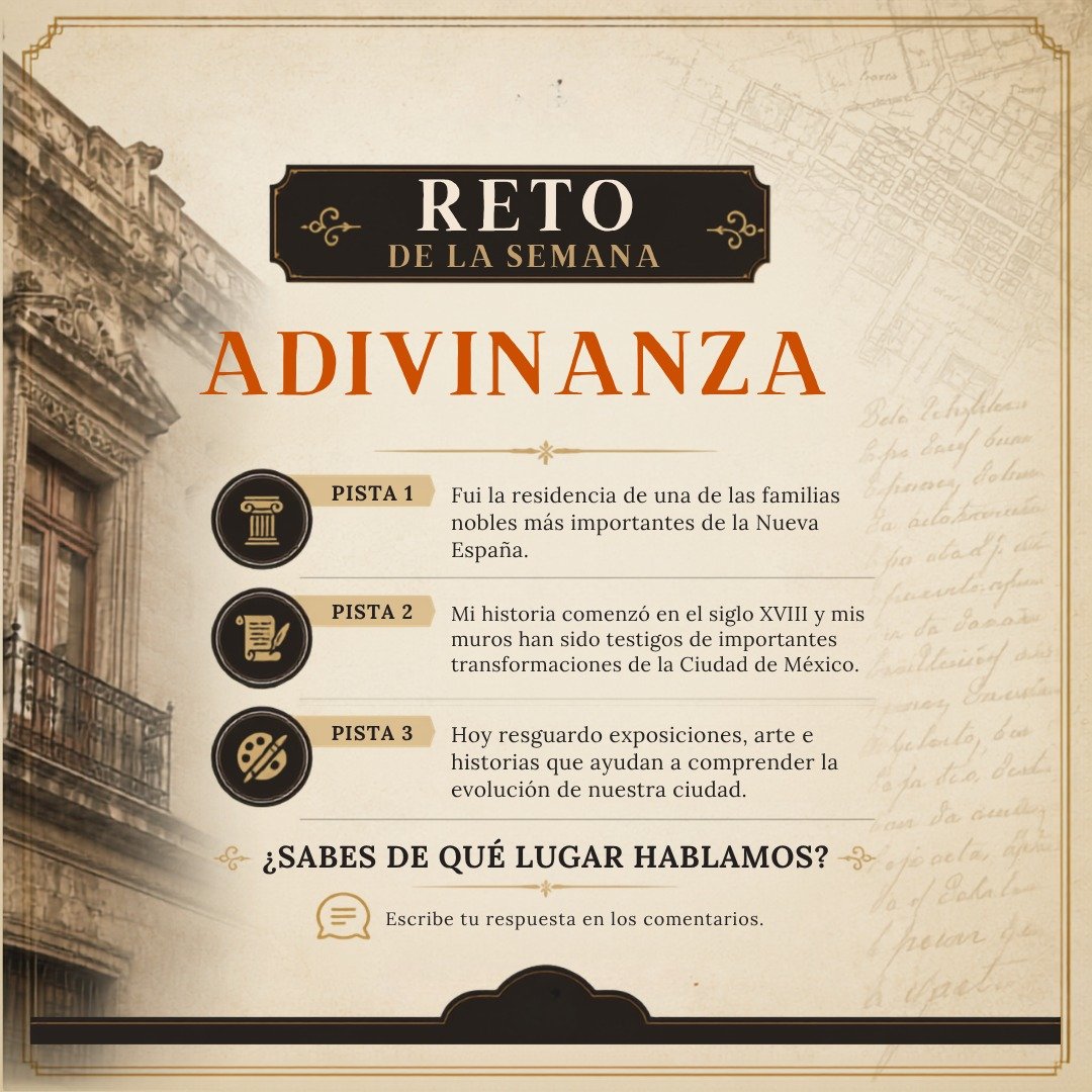 MuseoCiudadMX's tweet photo. ✨️🏛 ¡Nuevo Reto de la Semana! 🏛️✨

​🤔 ¿Qué tan bien conoces la historia y los rincones emblemáticos de nuestra ciudad? Pon a prueba tus conocimientos con nuestra adivinanza de esta semana. 🕵️‍♂️📜

​🤔 ¿Sabes de qué lugar hablamos?

​#MuseoDeLaCiudadDeMéxico #RetoDeLaSemana https://t.co/zLvJJHyu6B