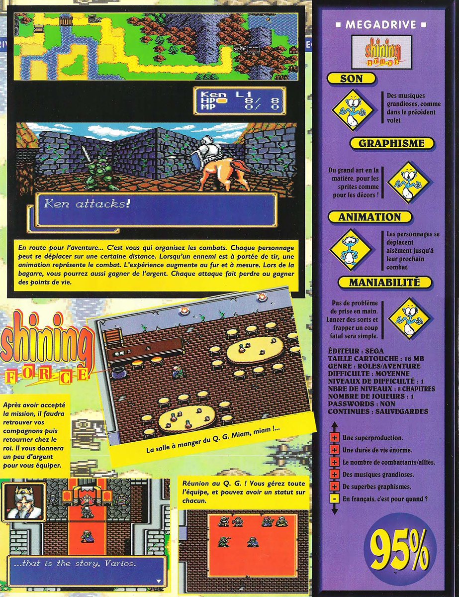 AllmightoFranky's tweet photo. Le 4 juillet 1993 sortait sur #Megadrive l'inoubliable #ShiningForce!Ici le test dans #PlayerOne avec un 94% donné par Wolfen,et un beau 95% dans #MegaForce avec le Shmürzomètre au max!A demain pour un autre #RPG #Retro! #SEGA #retrogaming #80s #90s https://t.co/BIKDAVVqO9