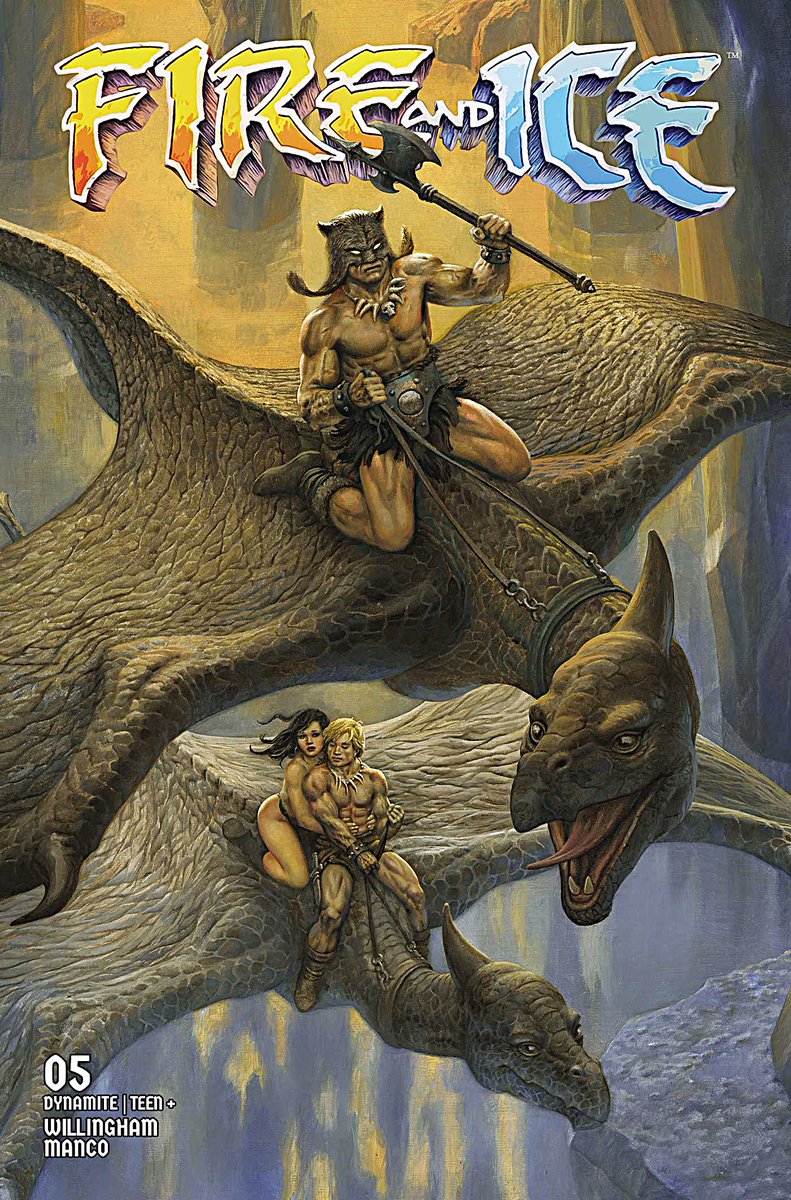 TeeScottREH's tweet photo. #FireAndIce #5 of 6, October resolicit. Covers by @CirueloCabral, interior artist Leo Manco, &amp; Joseph Michael Linsner. #SwordAndSorcery #Comics #FrankFrazetta @KeeneJarret @WaagBooks @Mythica_X @DamndestBastard @cimerians @David_JWest @ralphbakshi @frazettagirls @BillWillingham https://t.co/7VLsMGd245