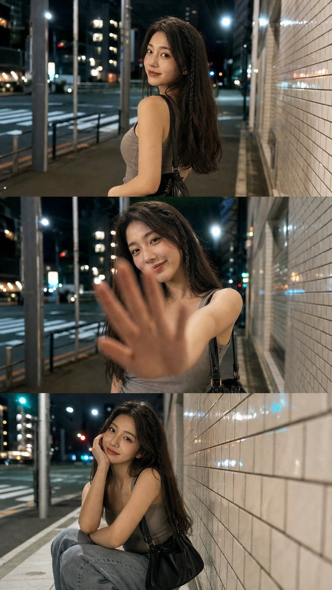 Night Walk Portrait Triptych