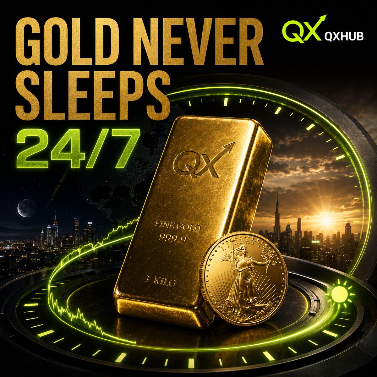 quotex_binary's tweet photo. Gold’s weekend silence just cracked. CME’s 1-ounce futures now trade 24/7, letting geopolitical shocks hit a regulated gold contract before Monday. With bullion near $4,053 and the Fed ahead, weekend price discovery just became real. https://t.co/KcnBeukqUM