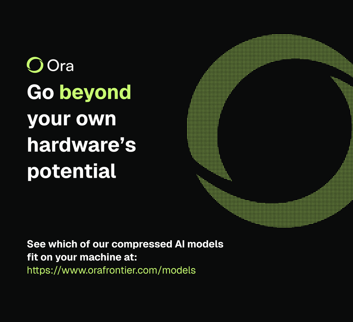 sparsetai's tweet photo. Announcing our official first set of planned models to compress and serve!

At Ora, we follow a key philosophy: Why rely on the cloud when your own hardware can do the heavy lifting?

We want to ensure more people are able to own private, local, state-of-the-art intelligence of all sizes. Therefore, we are officially introducing the first set of open-source models we will be compressing and providing through our compiler (subject to change):

1. Qwen3 Coder A3B (30B)
2. Qwen3 Coder Next (80B)
3. GPT OSS (120B)
4. DeepSeek V4 Flash (284B)

Interested in going beyond your hardware's perceived limits and seeing which of our planned models can run on your machine? 

Check out our model catalog, and keep an eye out for any future updates: https://t.co/mPxnTv05kZ 

#Private #Local #AI #Ora #Frontier #Intelligence #OpenSource