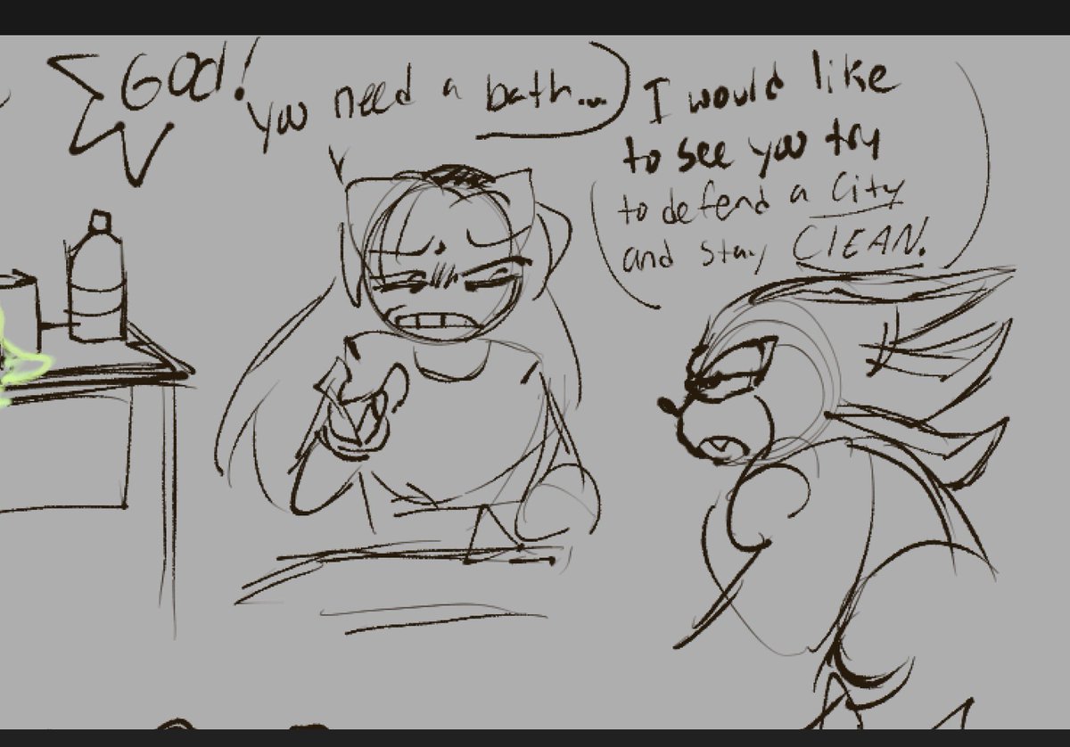 frantic_snow's tweet photo. Office Rivals Au: 
Maria: “Oh, who’s this? A red and black hedgehog! How rare!”

Maria: “GOD! You need a bath.”

Shadow: “I would like to see you try to defend a city and stay clean.” https://t.co/EPbenWmWso