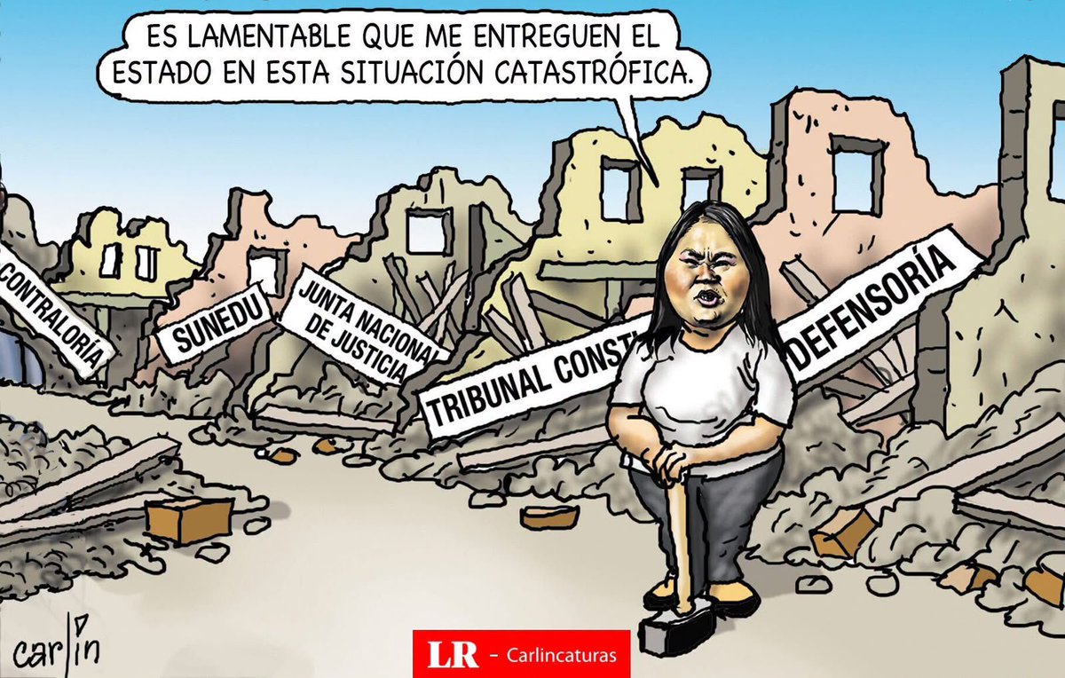 LaSalitadelSin's tweet photo. Siempre genial Carlin dibujando a la Katastrófica que destruyó a las instituciones del Estado. Su régimen no dudamos que seguirá destruyendo el país para su propio beneficio como la dictadura de los 90. https://t.co/efJpTSgeEl