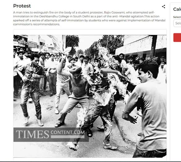 rexusindiana's tweet photo. Did you forget 1990 Anti- Mandal Commission protest and name Rajeev Goswami (19 y.o. @Delhiuniversit student) @JaipurDialogues 
19-sep-1990
                          159 self immolation attempts resulting in 63 deaths across north India against 49.5 reservation in government jobs.
             "Contemporary media houses and latter Bollywood defended the reservations, asserting that the magnitude of the backlash served as direct evidence of the policy's necessity."
                   Upper caste was so dominant and oppressive that rather than attacking the government and other castes they burned themselves. @ajeetbharti 
#reservation 

https://t.co/w66NDCDFk7