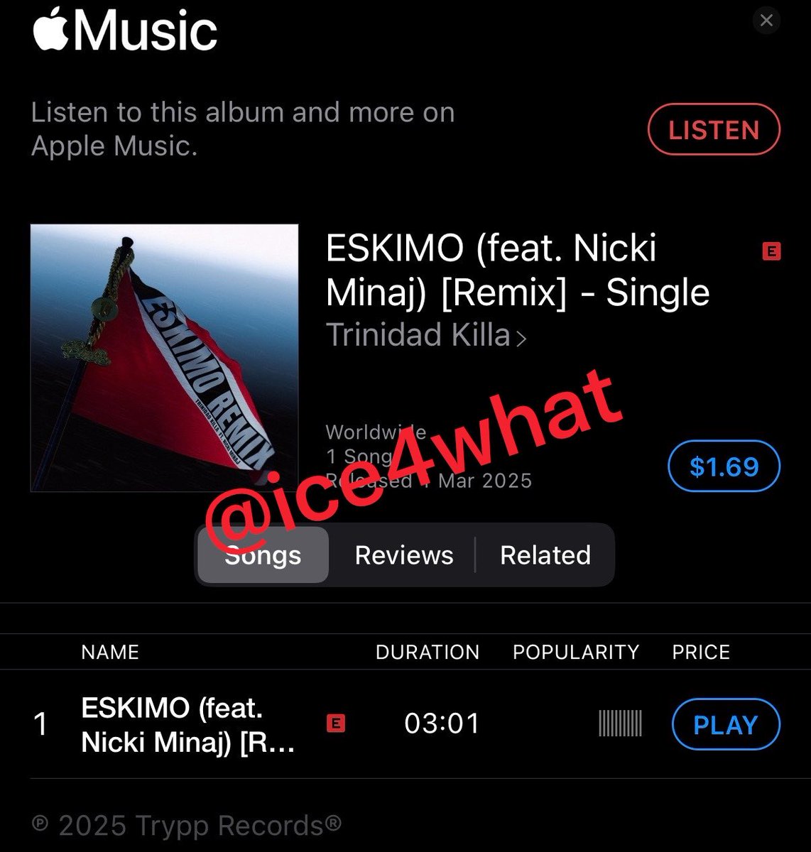 ice4what's tweet photo. Trinidad Killa &amp; @NICKIMINAJ’s “ESKIMO” is nominated for “SOCA Collaboration of the Year” at the 2026 Caribbean Music Awards. 

VOTE ESKIMO NOW:
https://t.co/IeAwrtFp9Q

BUY #ESKIMO on iTunes:
https://t.co/KRQN6TPQCj https://t.co/jlr7QmGudw
