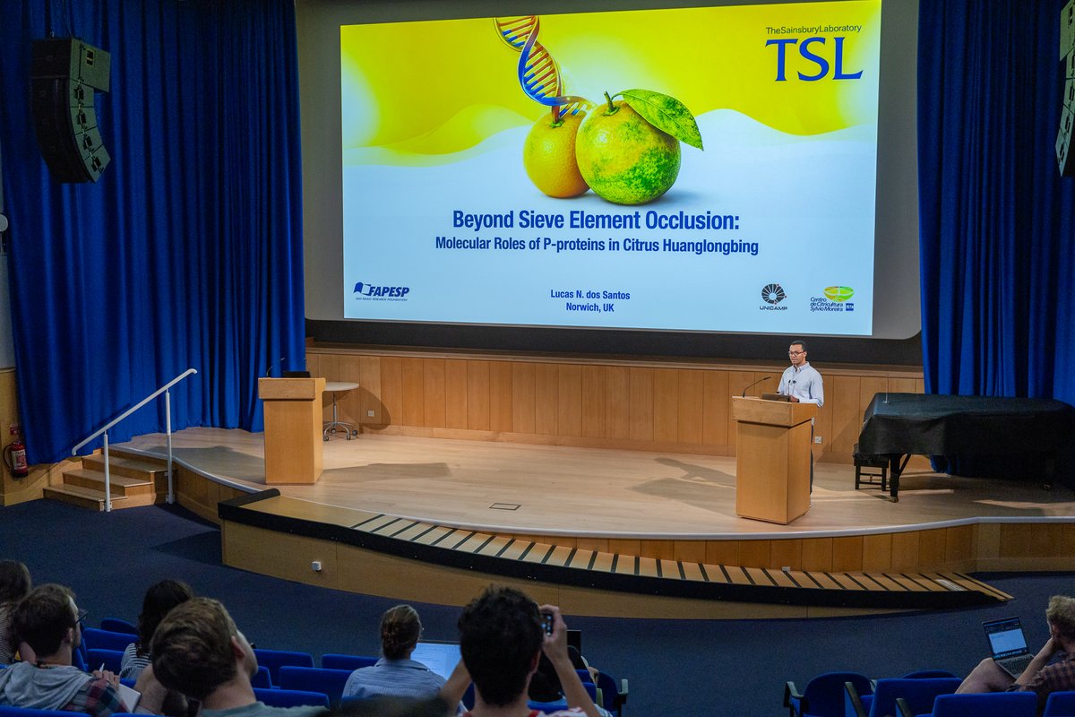TheSainsburyLab's tweet photo. Day 5 Lucas Nascimento dos Santos, Julia Boogh and Lennard van Buren speaking at the TSL Summer Conference #TSLSummer2026 https://t.co/6esivgwGlV