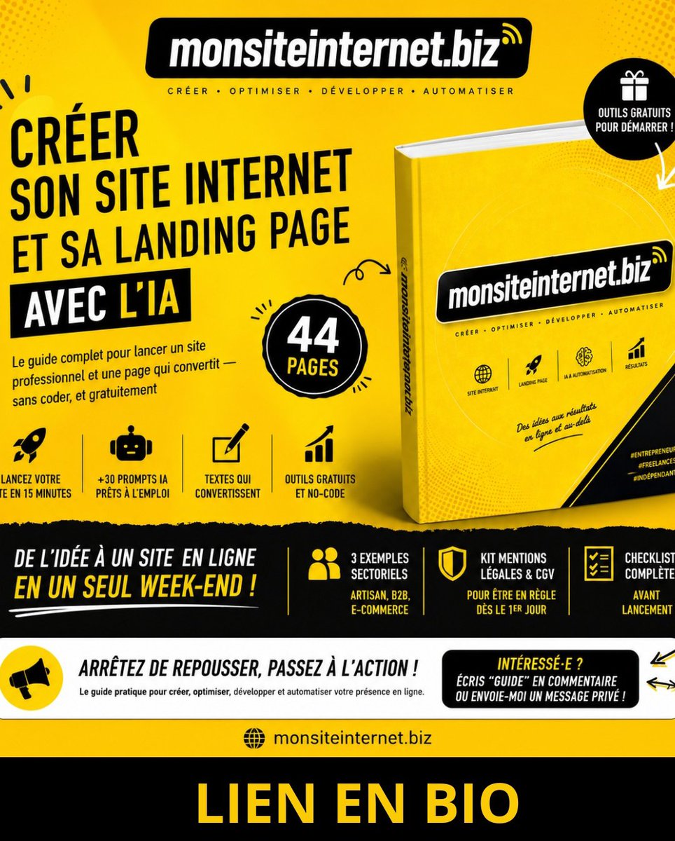siteinternetbiz's tweet photo. Créé ton site internet et ta landing page gratuitement avec l'IA et le no code ! https://t.co/Xt8RR6IaVR #landingpages #siteweb #siteinternet #ia #nocode #ai https://t.co/A087O5f8A2