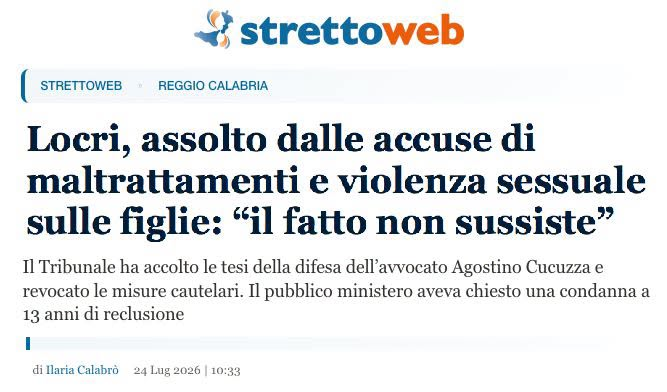 lafionda_com's tweet photo. #falseaccuse
2024 - Accusato dalla ex moglie di maltrattamenti e #violenzasessuale su minori;
2026 - assolto con formula piena da tutte le accuse.
Leggi tutto: https://t.co/pPZO4Lyeko
https://t.co/oLtuR4dAYj https://t.co/loxX8rtiWJ