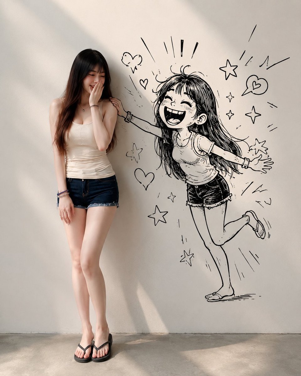 Real Woman With Doodle Alter Ego