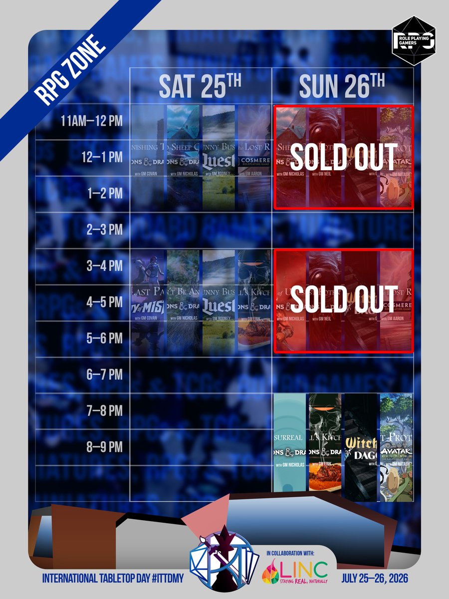 kakitabletop's tweet photo. ⚠️ Sunday is sold out, but... we're opening our night slots! (7-9pm_ Four GMs, Four additional TRPG sessions 🎫 Book now: https://t.co/2uEcECwmgZ https://t.co/yXZJPMmDdX