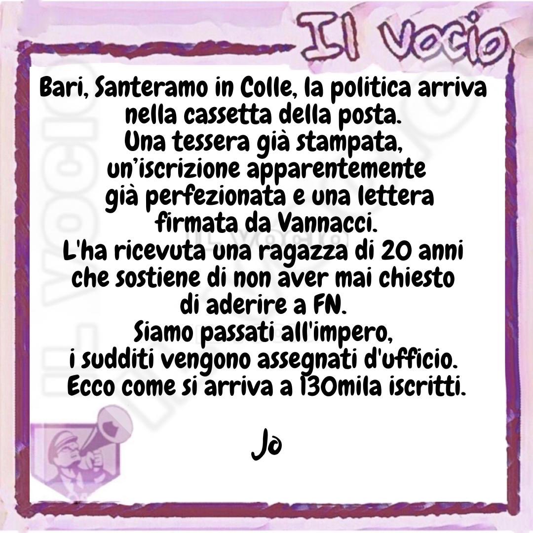 ilvocio's tweet photo. Jo @ciullivan #jo #ilvocio #Bari #Vannacci #tesseramentocoatto #FN #130milaiscritti #imperatore #sudditi #video #vergogna #falsità https://t.co/U9PeGJ1o2N