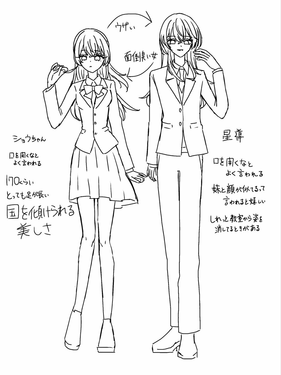 ru_24j's tweet photo. 同軸兄妹設定(原作×原作)
学パロらくがき 🌈ヴィ https://t.co/CC91KMf4si