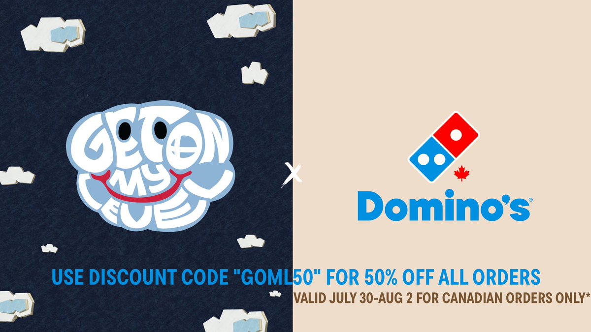 GOMLseries's tweet photo. Everything’s better with pizza🍕

We’re excited to welcome back @DominosCanada as an official sponsor of #GOML2026!

Use code GOML50 for 50% off your next order from July 30th-August 2nd!  

(Valid in Canada only!🍁) https://t.co/ohqYqbMQX3