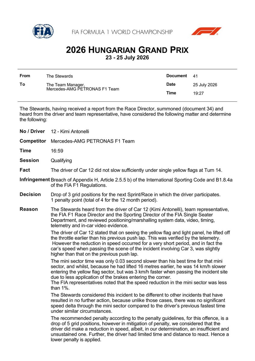 laurogeitabat's tweet photo. kimi antonelli gets a 3 place grid drop penalty for not slowing enough under yellow flags during quali. 

OSCAR IS UP TO P3 !!! https://t.co/EyR0HAdPFe
