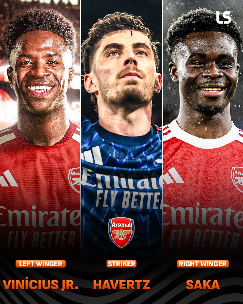 livescore's tweet photo. On every Arsenal fan’s mind right now 😍

Would this front three deliver another league title and conquer Europe? 🏆🌟 https://t.co/jnjKHDjKpc