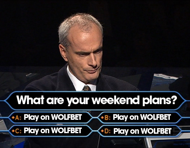 wolfdotbet's tweet photo. I know what my weekend plans are 😎

Do you? https://t.co/zBlRBZlKWz