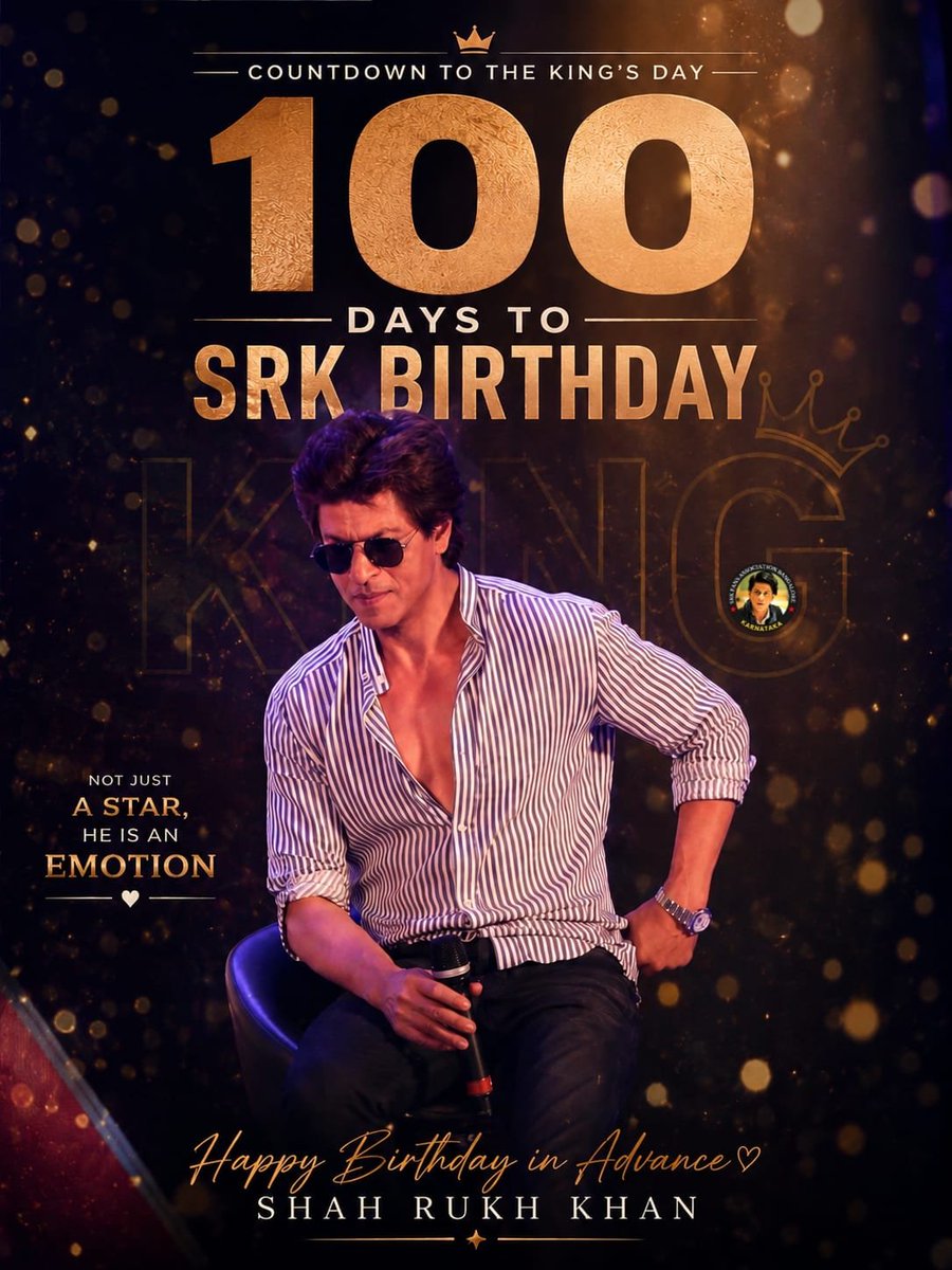 Srk_bangalore's tweet photo. 100 days to go for the King's biggest celebration! 👑 The countdown begins.

See you at Mannat! ❤️

@iamsrk

 #MannatYatra2k26 #SRK #KingKhan https://t.co/vMc9cjTn24