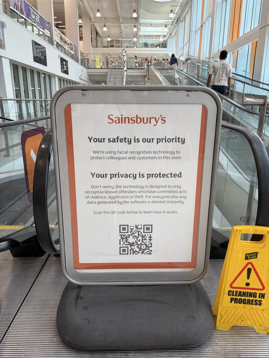 silkiecarlo's tweet photo. Live facial recognition cameras now in my local @sainsburys 😱 

An insane privacy invasion and dangerous way to treat our data without our permission.

We’ll fight this. The day this software gets ripped out couldn’t come soon enough.

🚨 Use the tool below to email @sainsburys https://t.co/hrboLAyvQa