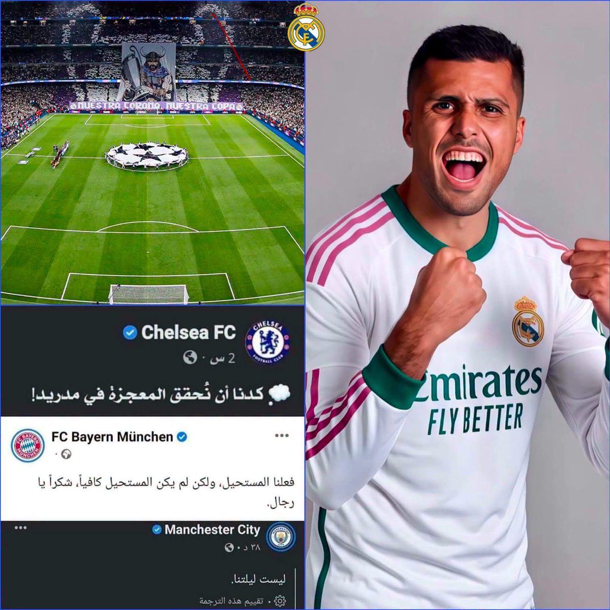 Madridialways's tweet photo. ما سألتش نفسك هو رودري مهووس باللعب في ريال مدريد ؟ لما كل هذا التمسّك والتضّحيه من أجل الفكره ؟ 

مع أن الواقع يقول ما فيش نادي بالعالم ممكن أن يُضيف لمسيرة رودري أكثر مما حققه " ما أعنيه ك بطولات اللاعب صنع المجد مع اسبانيا ومع السيتي وحقق كلشيء " لكن ؟

مع الإحترام لنادي السيتي وتاريخه الحديث ، لكن النجاح في ريال مدريد مُختلف " شوف كروس مثلاً الحديث عن حجم أُسطوريته سيستمر طويلاً " رودري يعلم أن الإعلام والدعم والتأثير في ريال مدريد مُختلف" والأكيد أن البرنابيو يُحب اللاعبين الإسبان " 

سبب آخر "من وجهة نظري أنا بشوف ريتم الدوري الإسباني حاالياً مناسب ل رودري أكثر من الدوري الانجليزي ، صد الانديه الاسبانيه بإمكانه إدارة مجهوده أكثر والسيطره على الملعب كُلياً 🤍 "