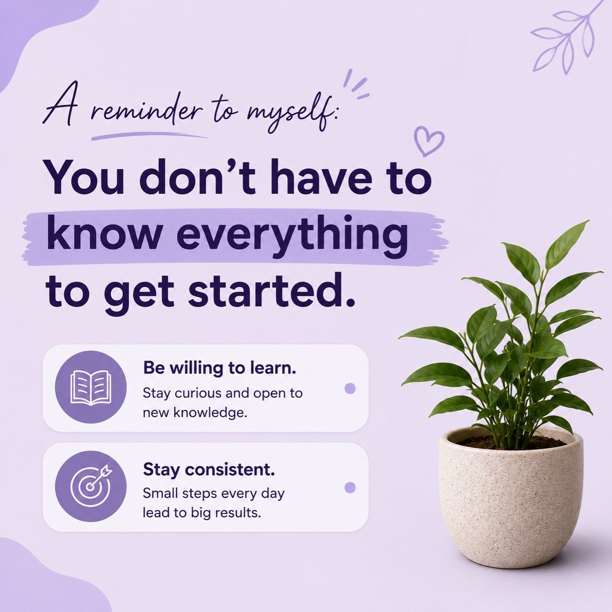 Anna_bella31's tweet photo. A reminder to myself:

You don't have to know everything to get started.

You just need to be willing to learn, stay consistent, and keep showing up💯

Hope you do show up?

#VirtualAssistant #LearningInPublic #CareerGrowth https://t.co/AgngUJEK0o