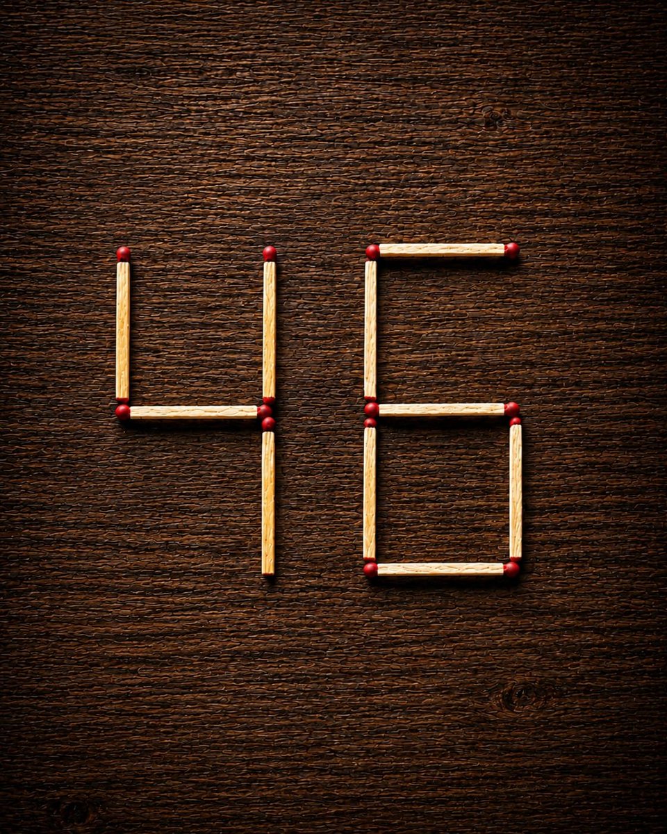 Batmantallk's tweet photo. Tell me the number greater than 46 by moving just one stick. 

0.001% will win. https://t.co/PWwCxEZFfu