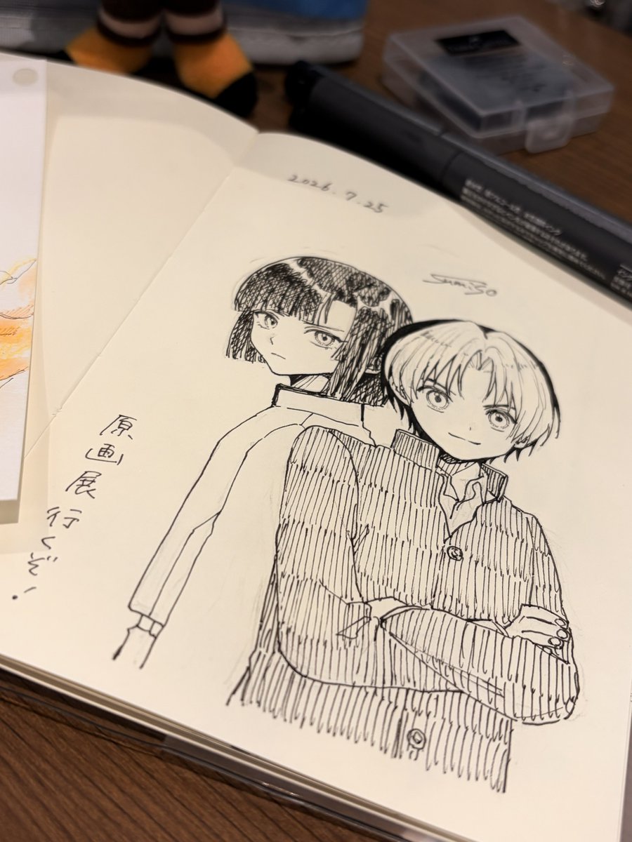 Lctmaan_'s tweet photo. 酢みそとやっとこさ原画展いけた記念
（朝活でスケブおねだりした☺️） https://t.co/Yz8M5c7pvY