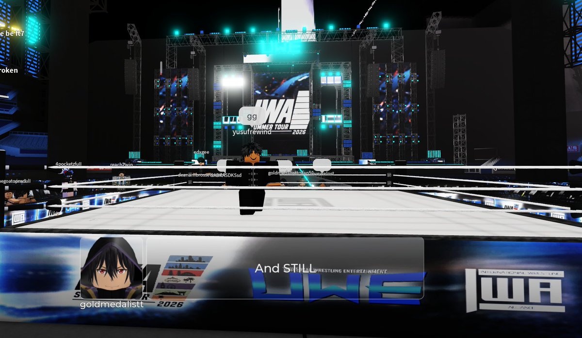 IWA_RBLX's tweet photo. #IWASummerTour: UWE NIGHT!

The FINAL Invited Federation matchup of the night is HERE as @OWAonRBLX's WORLD HEAVYWEIGHT Championship IS ON THE LINE with #StemMcGrady's REPLACEMENT #FallenOkami, challenging #YusufLxgic!

In a DOMINANT PERFORMANCE, Yusuf walks out with the GOLD!

TUNE IN LIVE: https://t.co/6Llh1xaUPe