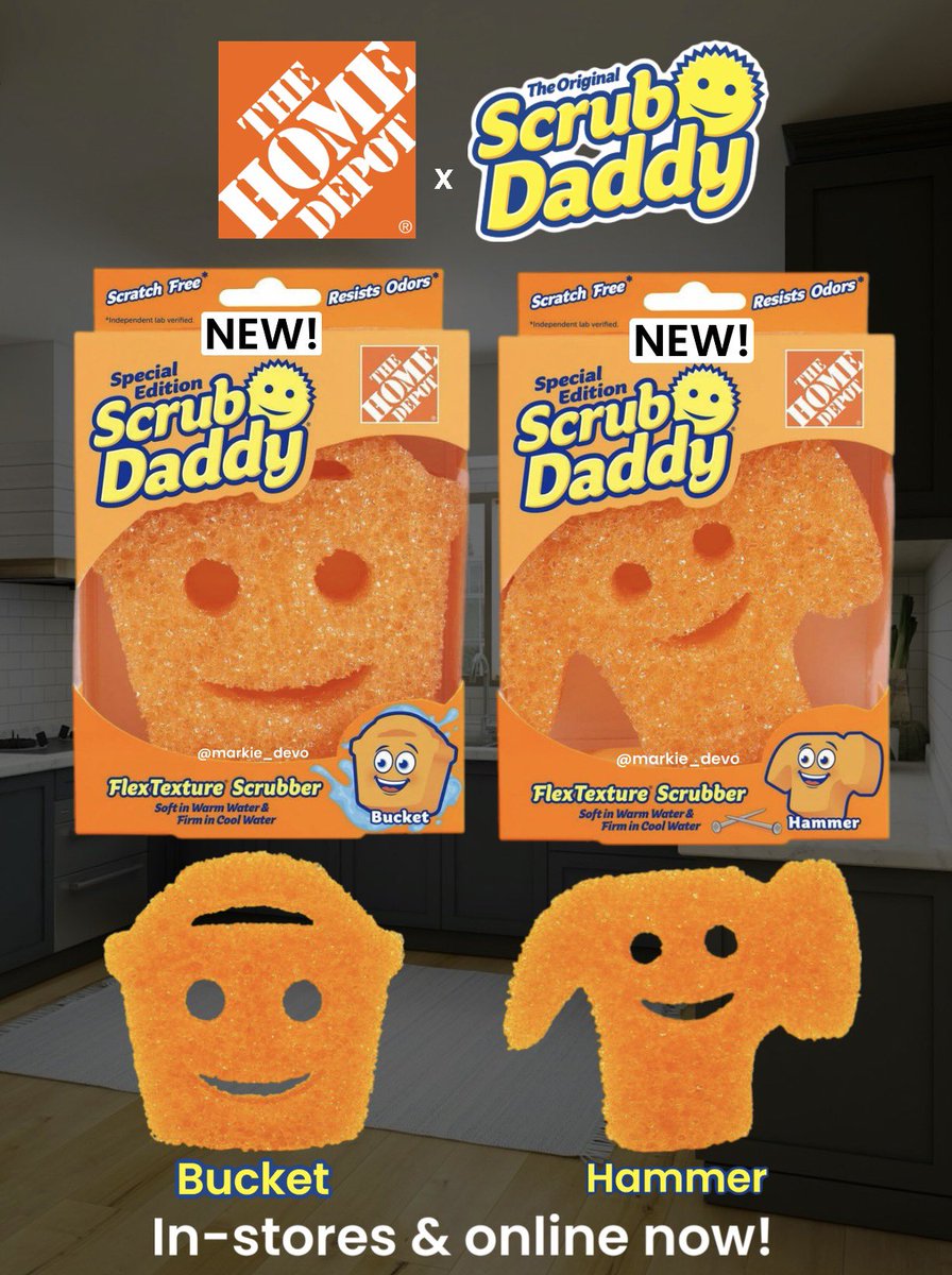markie_devo's tweet photo. Ok, but why is the hammer cute AF!😂🔨🧽

Scrub Daddy teamed up with The Home Depot for 2 exclusive sponges-Bucket &amp; Hammer.

📲🛒Find them online or in-stores now!

(News/Image::The Home Depot, Thanks @lmcfinds_ for the first in-store find!✊🏻)

Will you pick these up👇🏻 https://t.co/5JRcRdVzsb