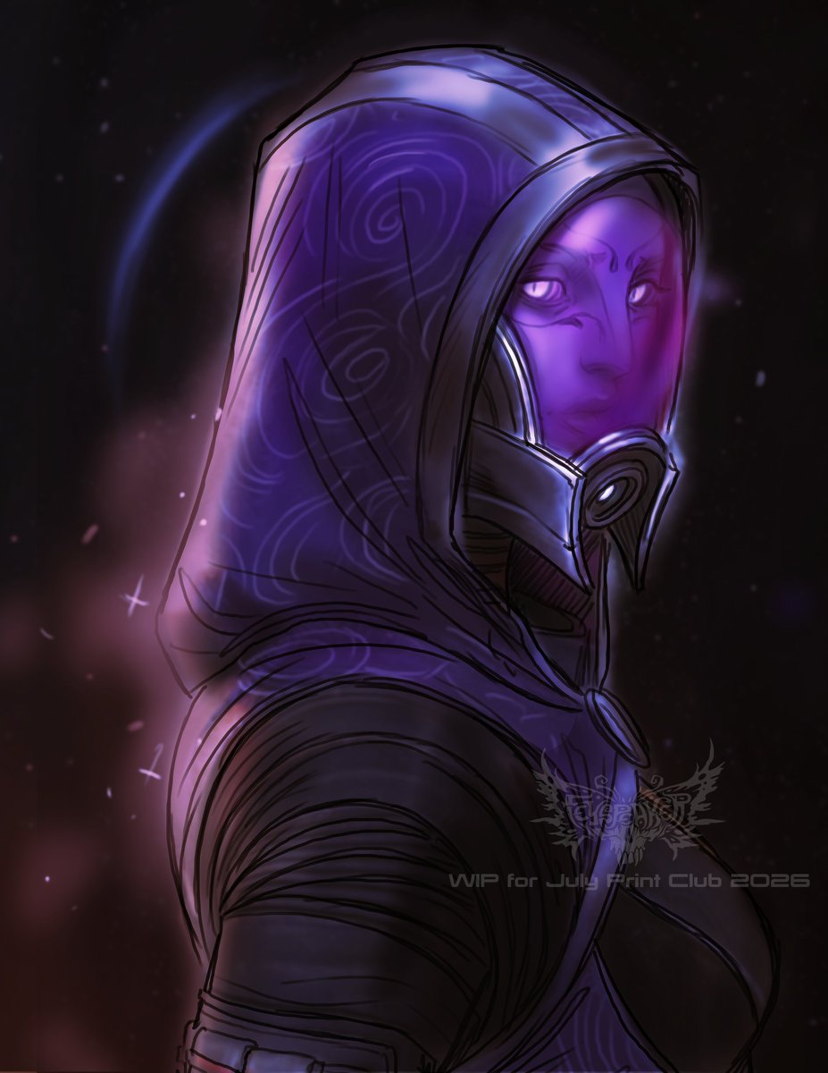 feyspeaker's tweet photo. Tali sketch for print club this month 🥺💜👽
#masseffect https://t.co/uVZRPxxf7y