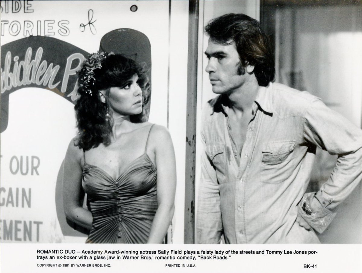 HarryHaris48861's tweet photo. Back Roads is a 1981 film about a boxer and a prostitute on a cross country trip to escape problems where they are from. Starring Tommy Lee Jones, Sally Field, David Keith. #BackRoads #SaturdayNightMovie #TommyLeeJones #SallyField #SaturdayNight #movie #movies #film https://t.co/pCP6i77FuK