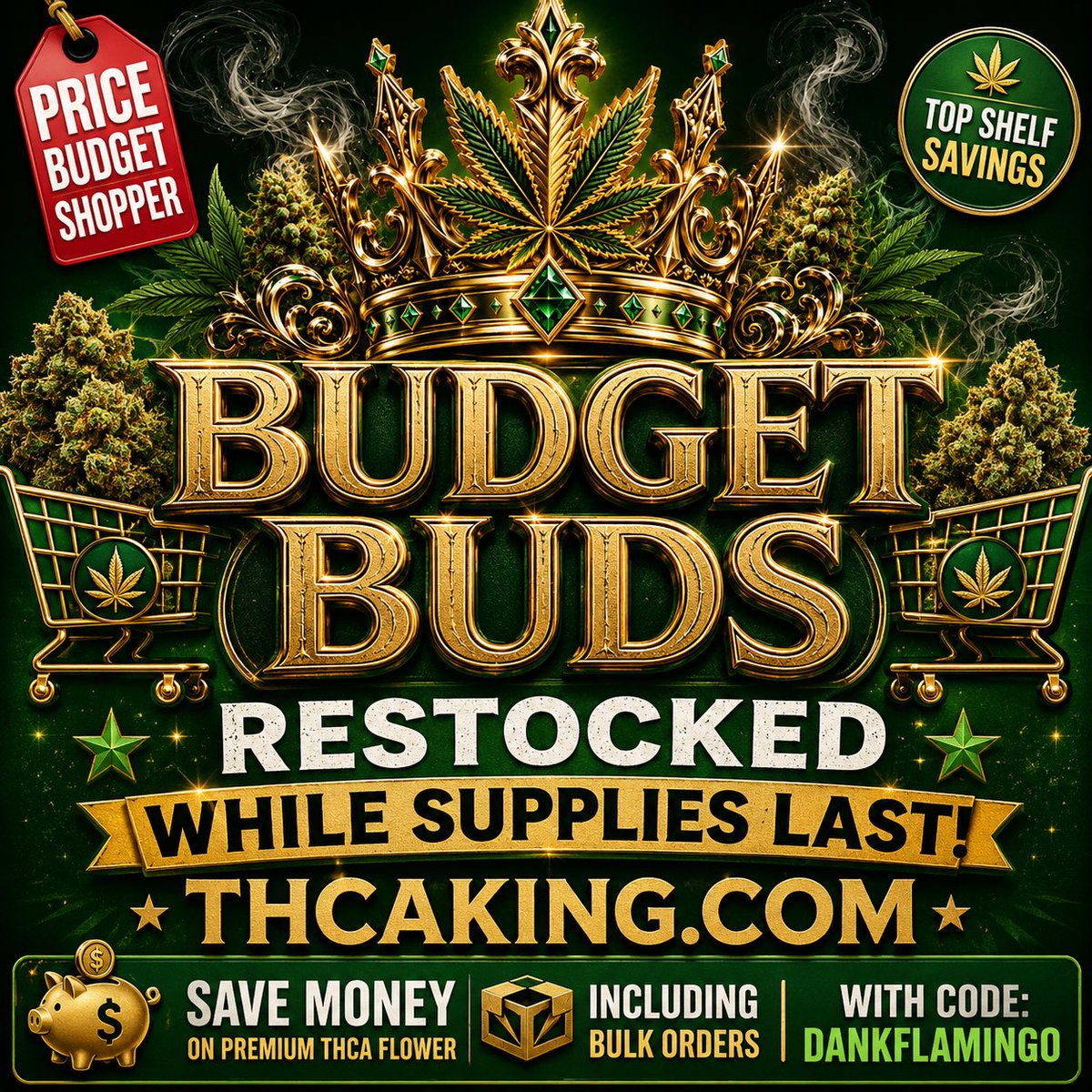 MrsDankFlamingo's tweet photo. Hey! Budget Buds are back in stock here: https://t.co/UBfEFXGfsw Use Code DANKFLAMINGO to save money! 😊

#x #dank #review https://t.co/NsleSfCjIp